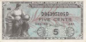 USA MPC Series 481 p.M22 5 Cents 1951 VF